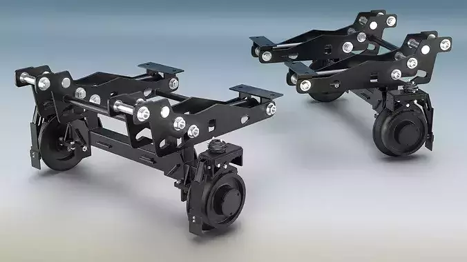 Hi-Rail Gear Rail Wheel Attachment System Set 3D model 5