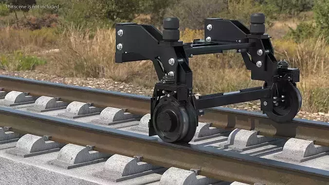 Hi-Rail Gear Rail Wheel Attachment System Set 3D model 4