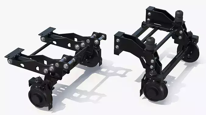 Hi-Rail Gear Rail Wheel Attachment System Set 3D model 7