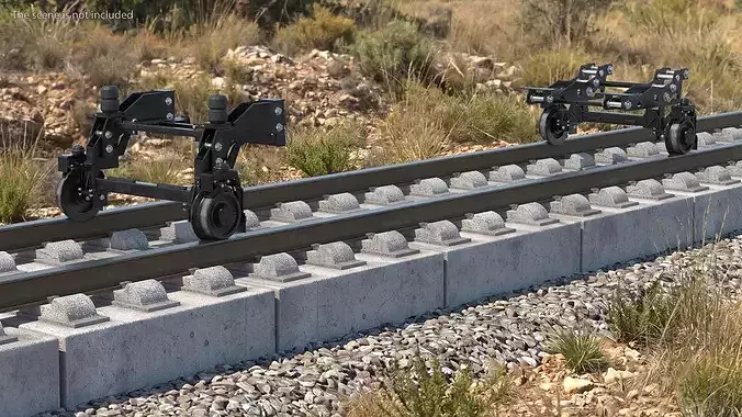 Hi-Rail Gear Rail Wheel Attachment System Set 3D model 2