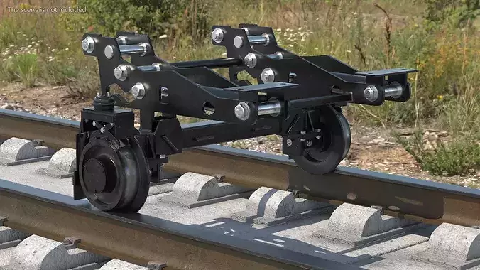 Hi-Rail Gear Rail Wheel Attachment System Set 3D model 3