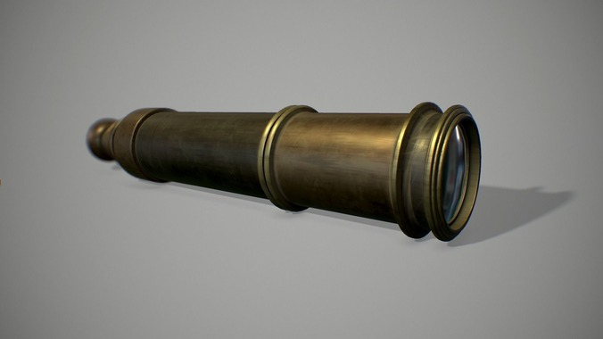 Telescope brass Low-poly 3D model