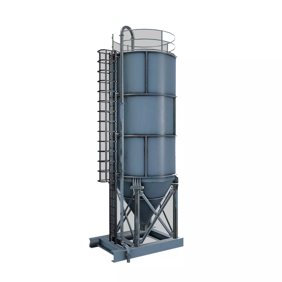 Chemical silos Low-poly 3D model