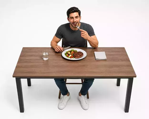 Man Eating Meal Dining Scene