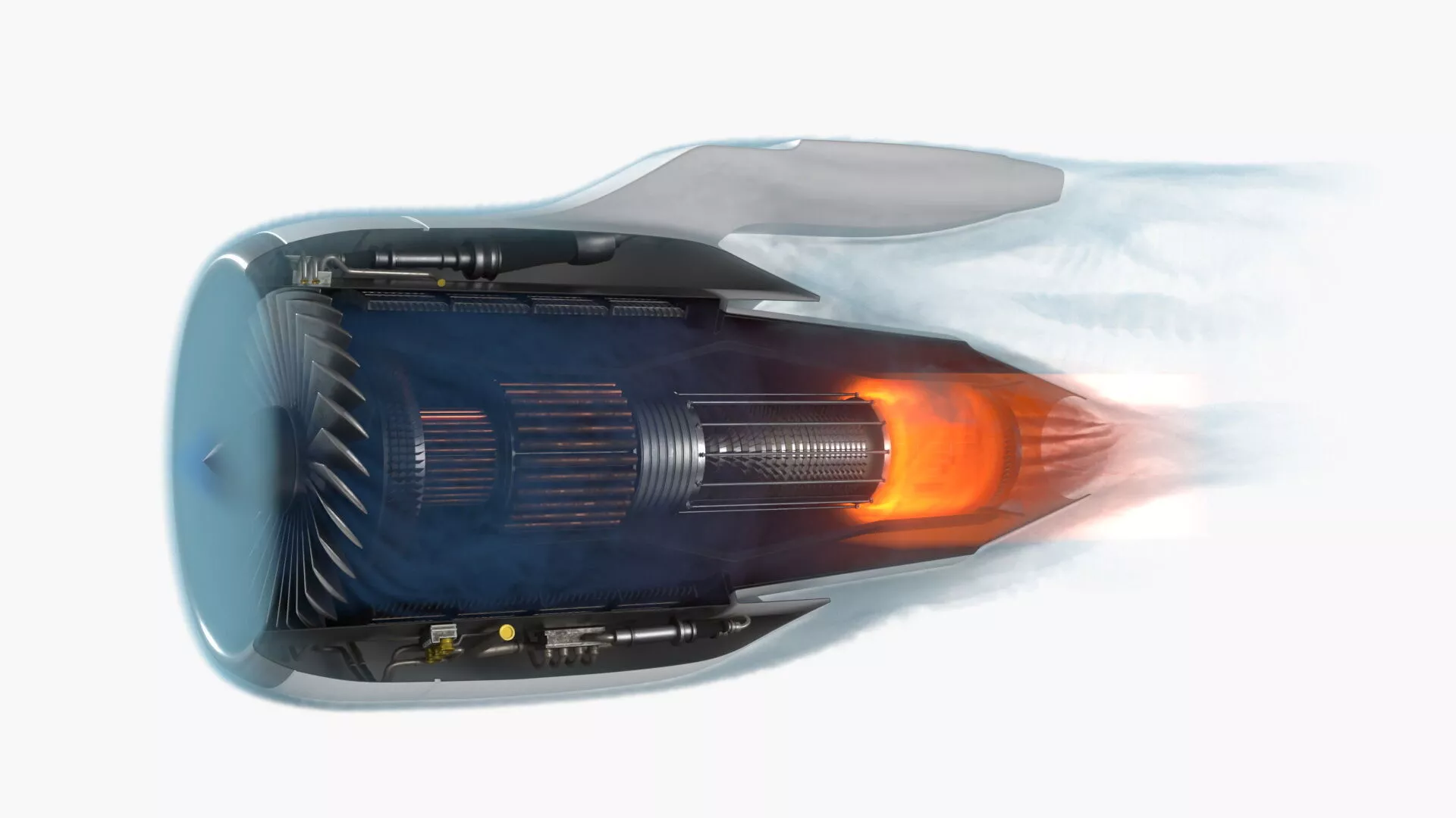 Turbofan Jet Engine with Airflow VDB Animated For Blender 3D model