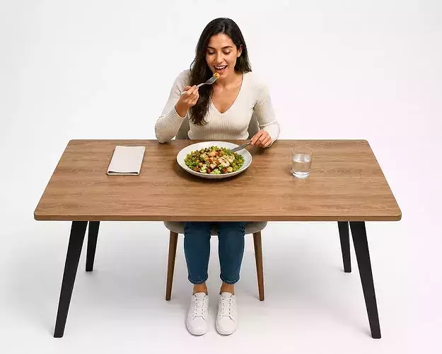 Woman Eating Meal Dining Scene