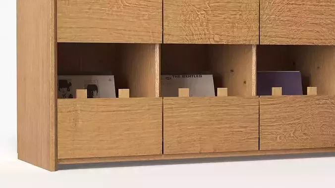 Vinyl Record Organizer Cabinet With Compartments 3D model 6