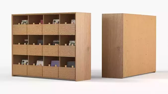Vinyl Record Organizer Cabinet With Compartments 3D model 4