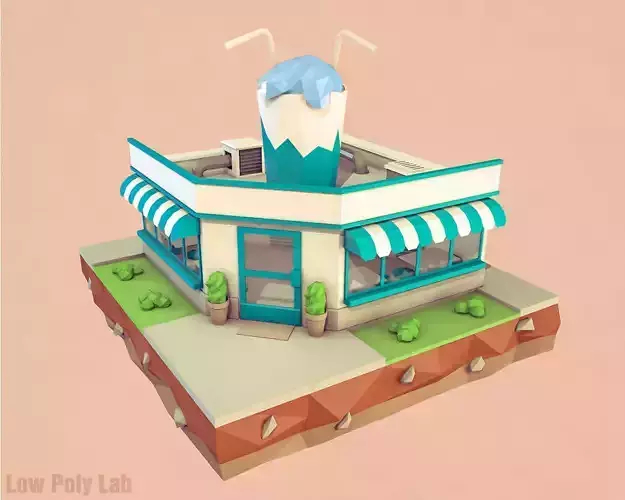 Cartoon Cocktail Cafe Building