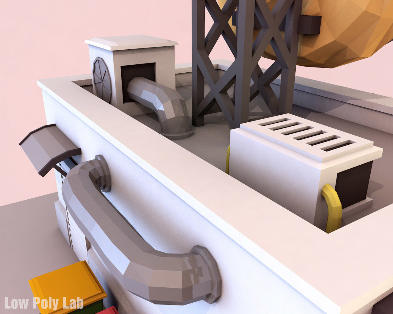 Cartoon Donut City Cafe Low-poly 3D model_5