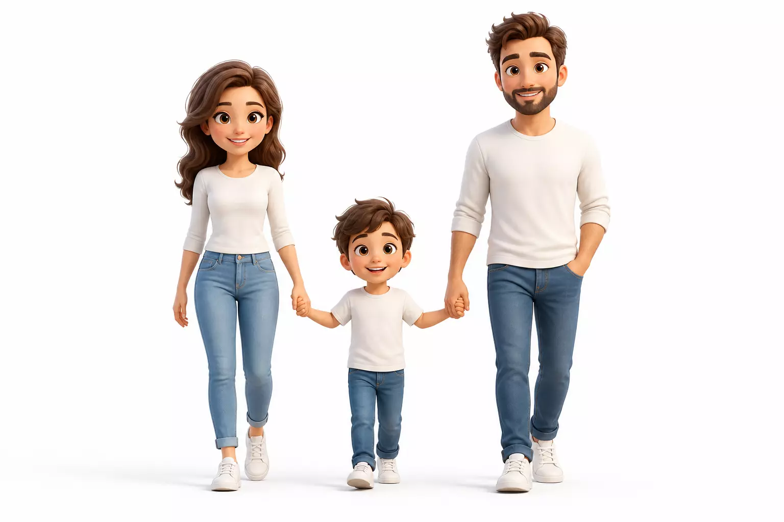 Child Walking With Parents 3D model