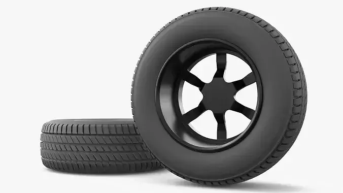 Automotive Alloy Wheel with Tire 3D model