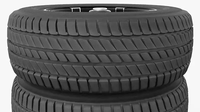 Automotive Alloy Wheel with Tire 3D model 6