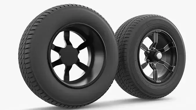 Automotive Alloy Wheel with Tire 3D model 4