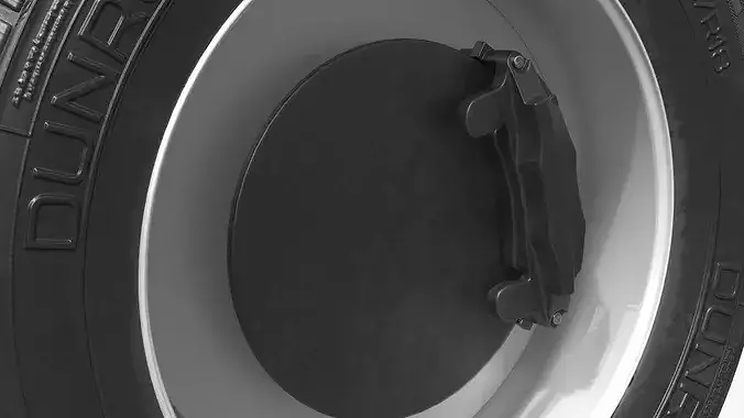 Truck Tire with Steel Wheel Rim Silver 3D model 5