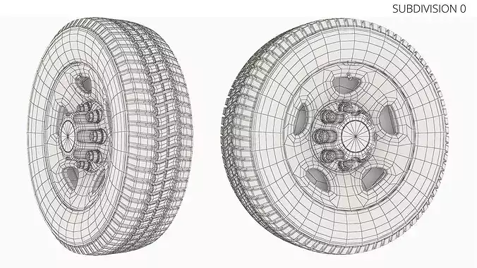 Truck Tire with Steel Wheel Rim Silver 3D model 7