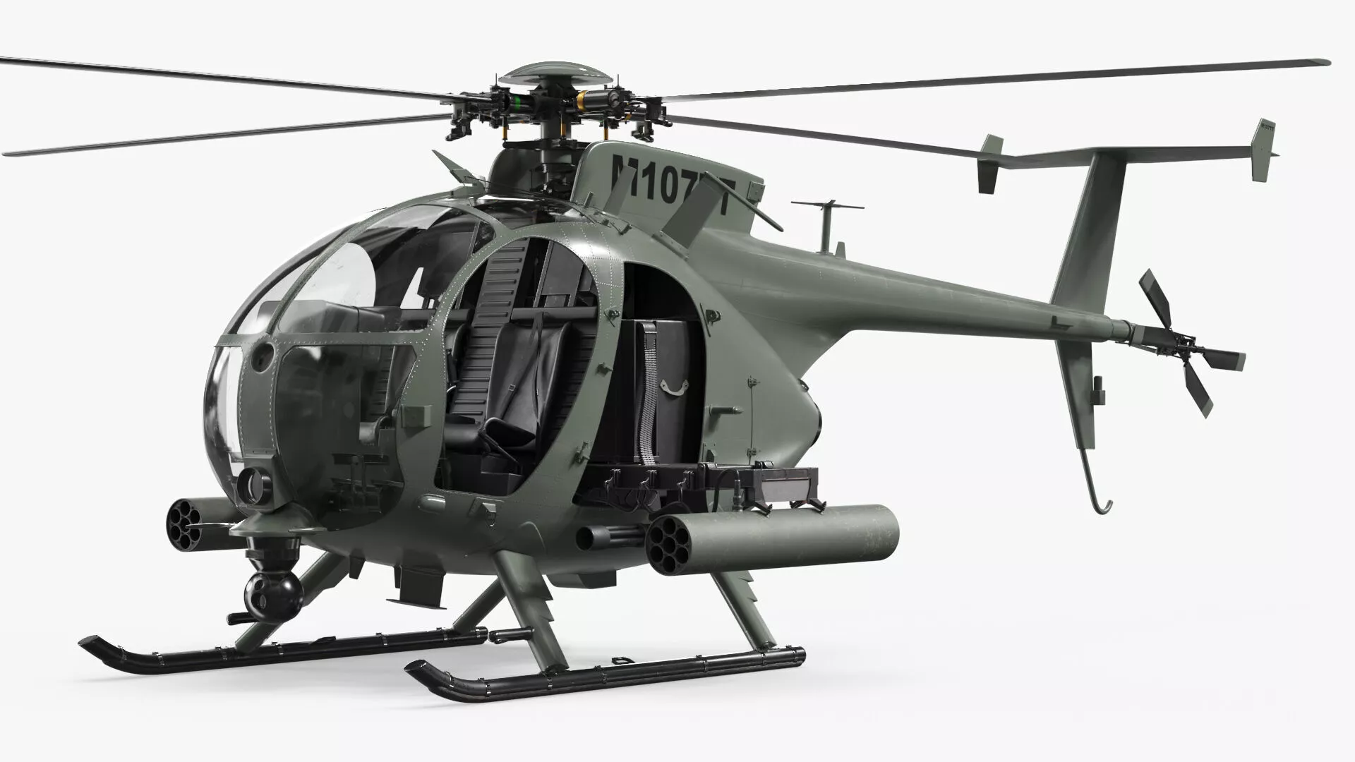 Military Trooper Helicopter with Weapon Rigged 3D model