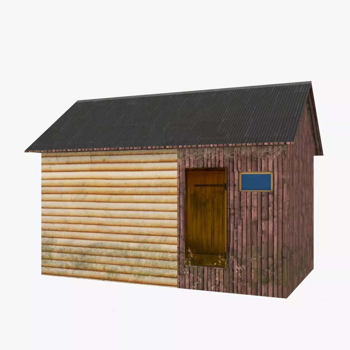 Old wood hut low poly Free low-poly 3D model_0