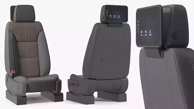 Vehicle Interior Seat with Cushion Padding 3D model 5