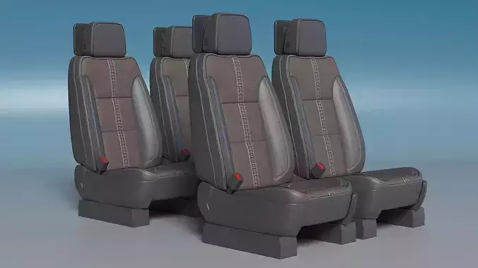 Vehicle Interior Seat with Cushion Padding 3D model 4