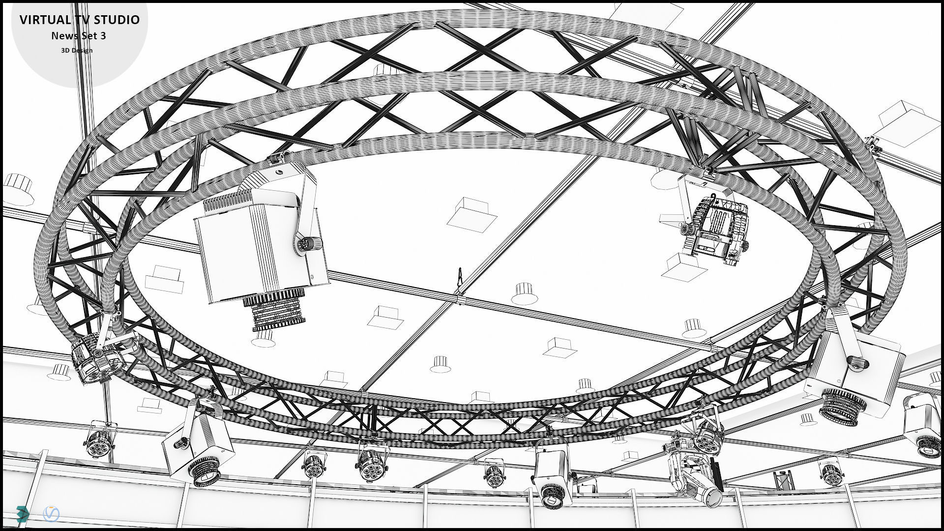 Virtual TV Studio News Set 3 3D model_37