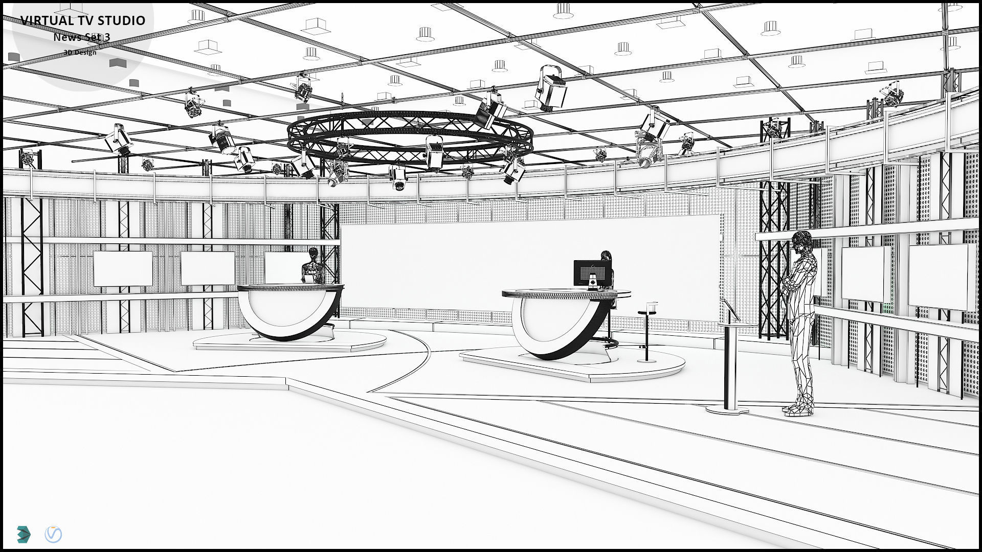 Virtual TV Studio News Set 3 3D model_19