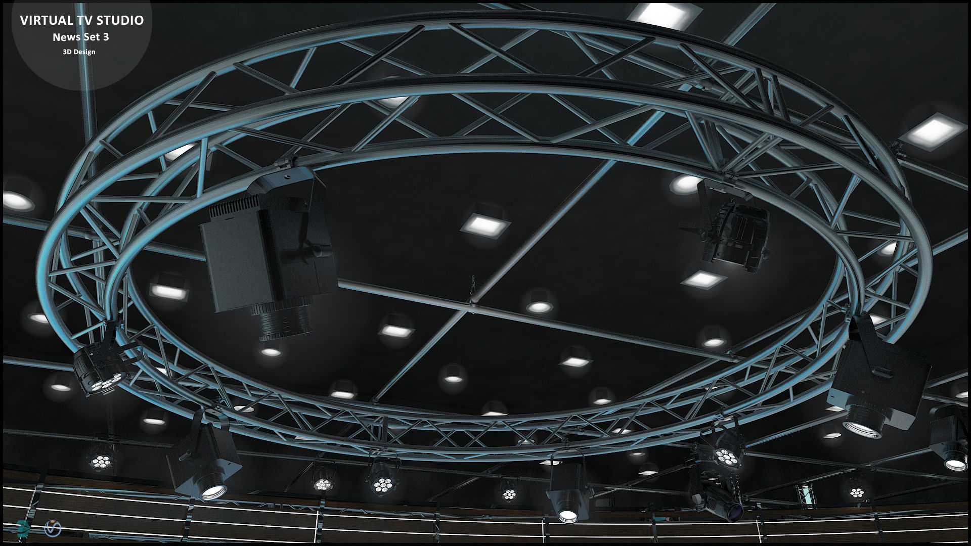 Virtual TV Studio News Set 3 3D model_36