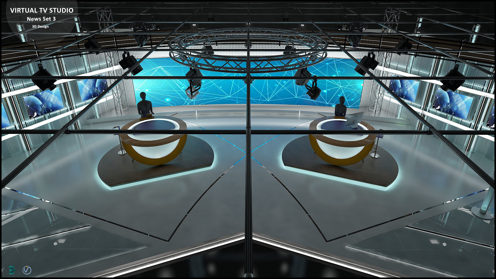 Virtual TV Studio News Set 3 3D model_30