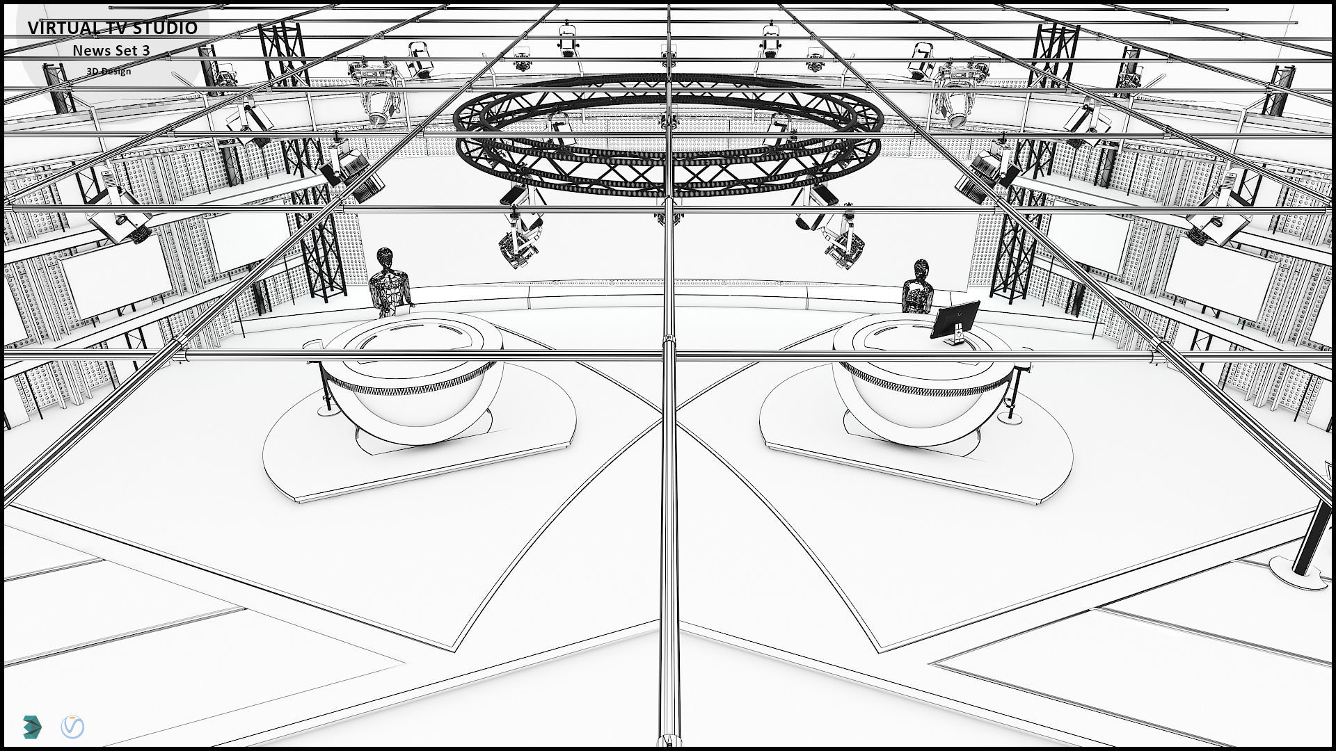 Virtual TV Studio News Set 3 3D model_31