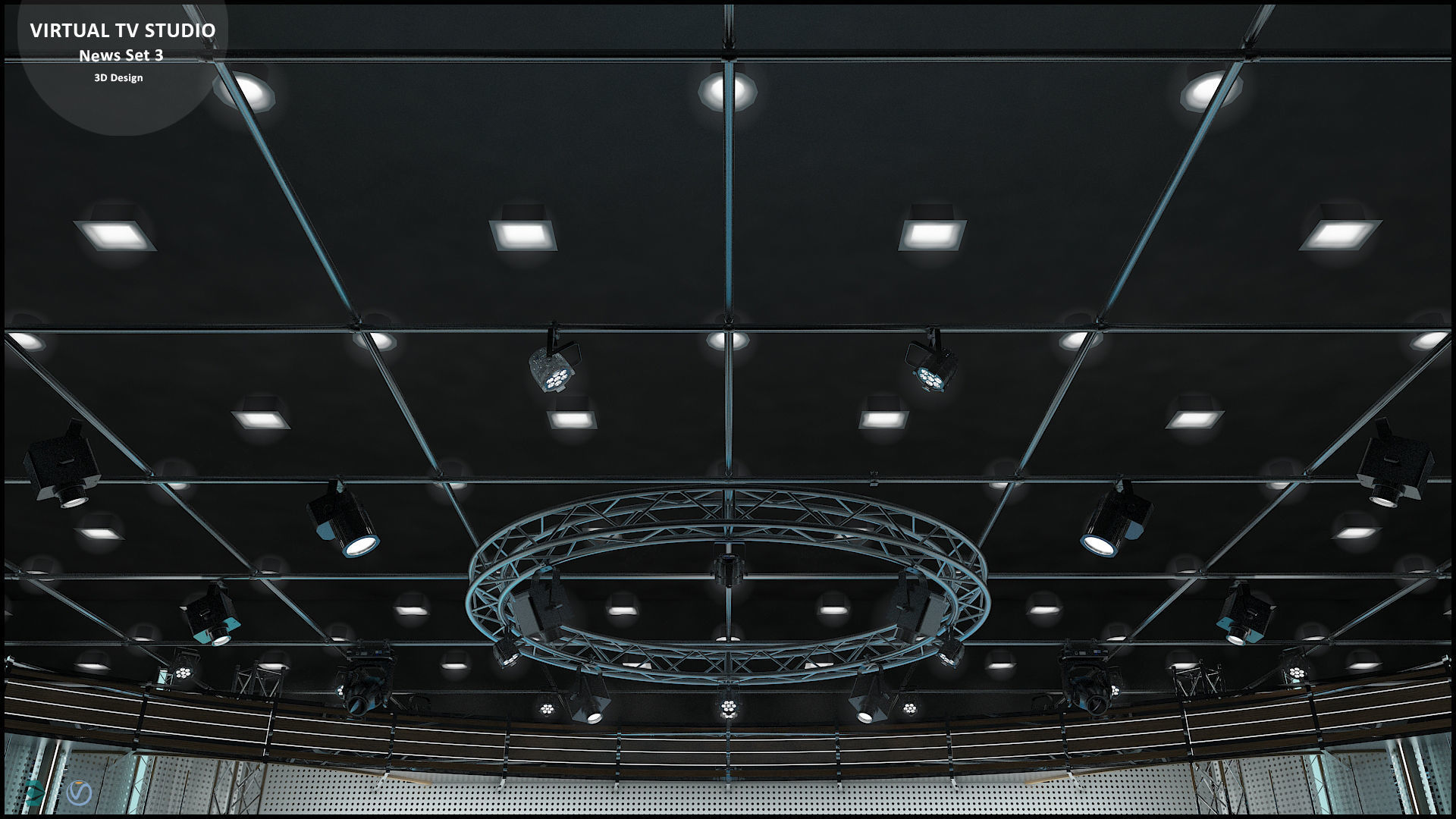 Virtual TV Studio News Set 3 3D model_32