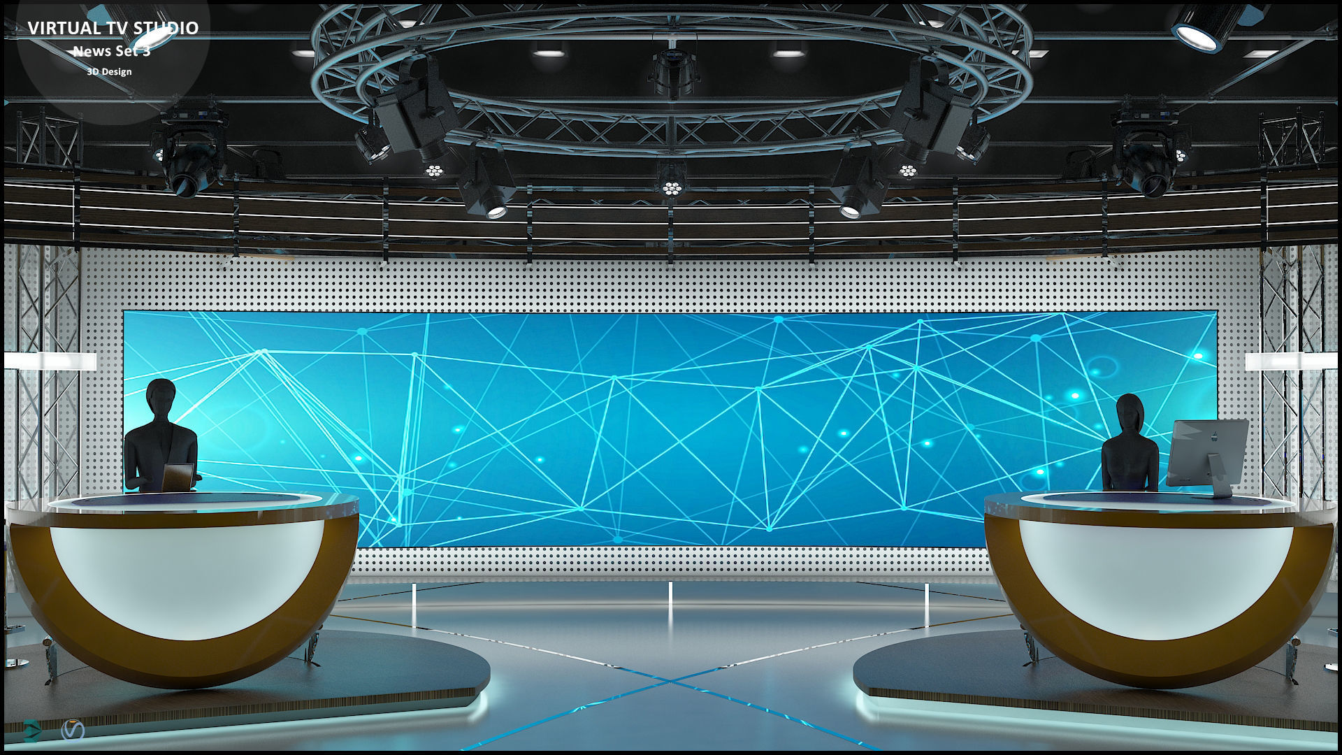 Virtual TV Studio News Set 3 3D model_10