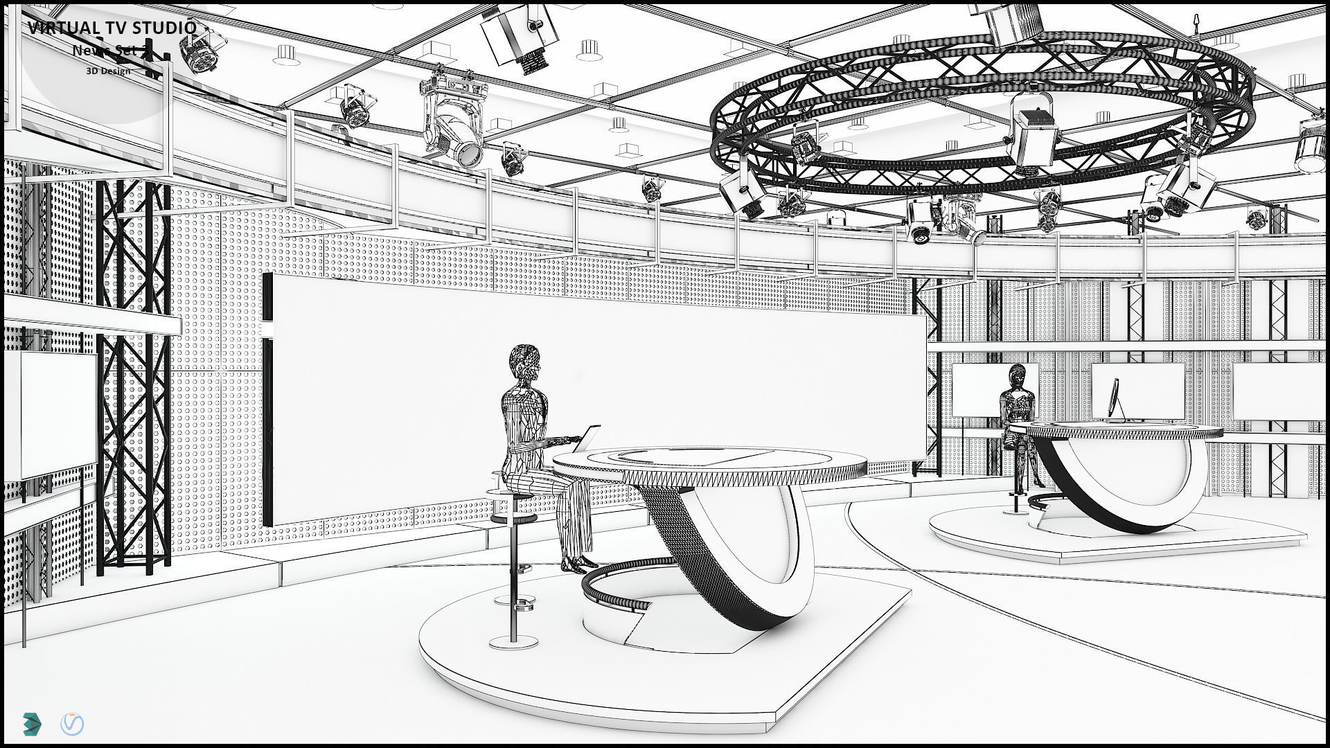 Virtual TV Studio News Set 3 3D model_23