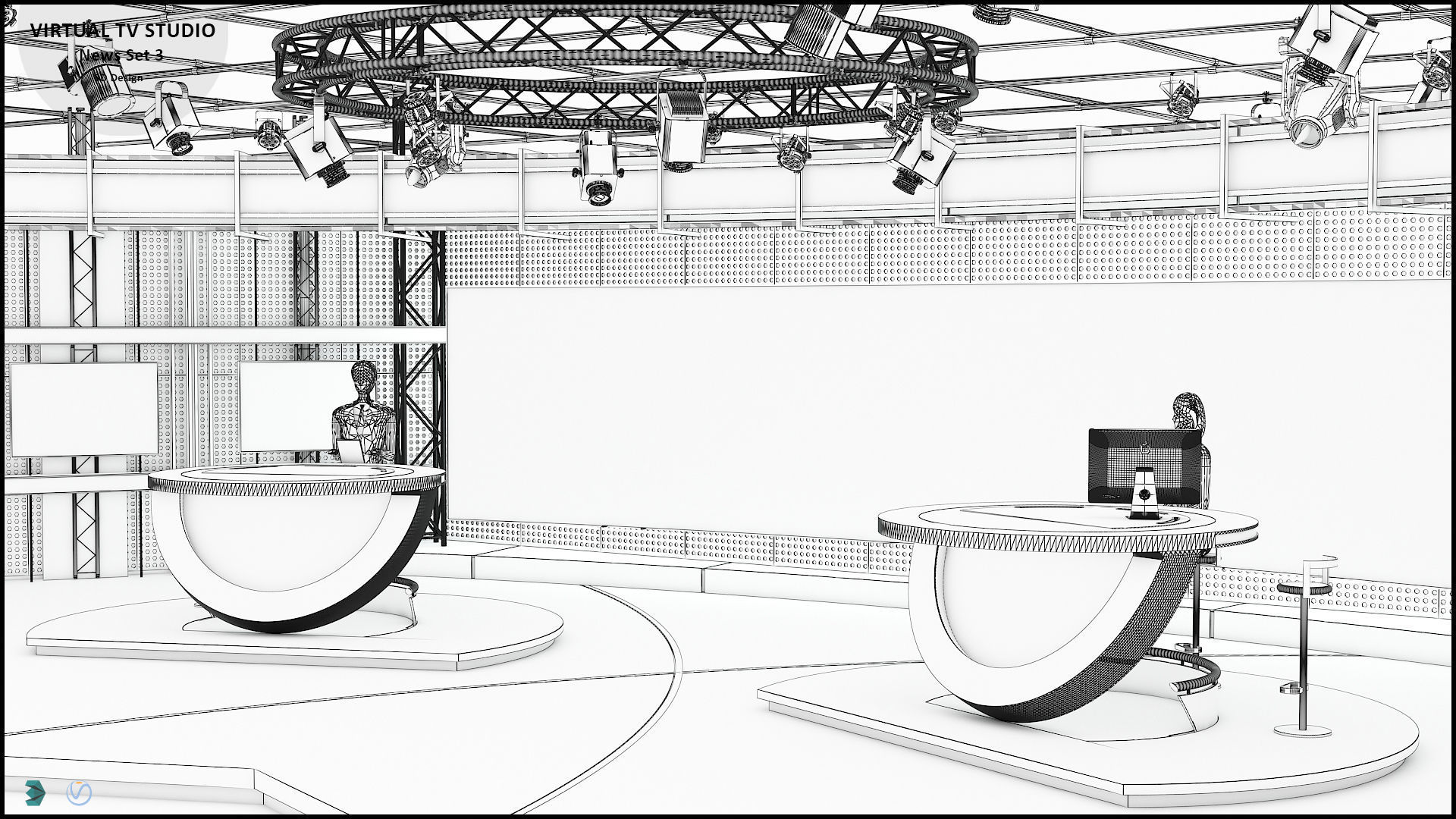 Virtual TV Studio News Set 3 3D model_21