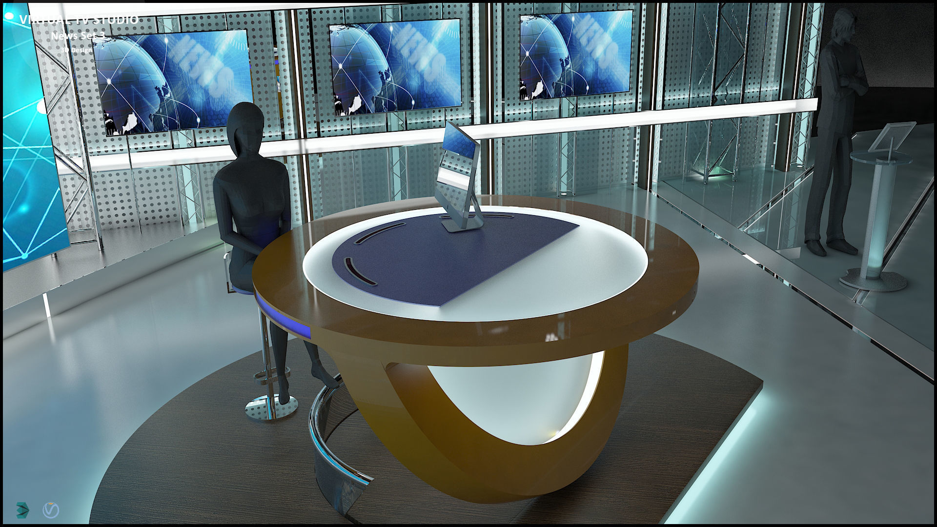 Virtual TV Studio News Set 3 3D model_26