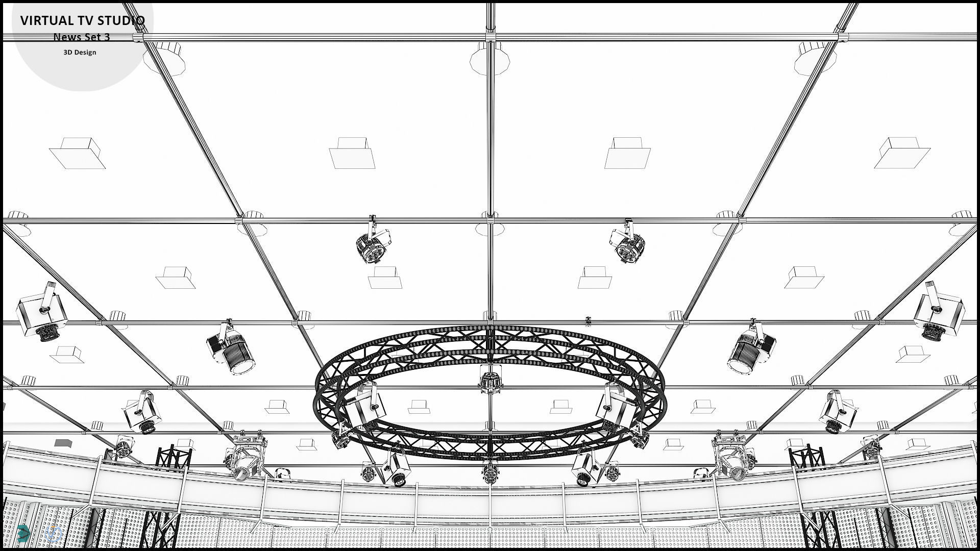 Virtual TV Studio News Set 3 3D model_33