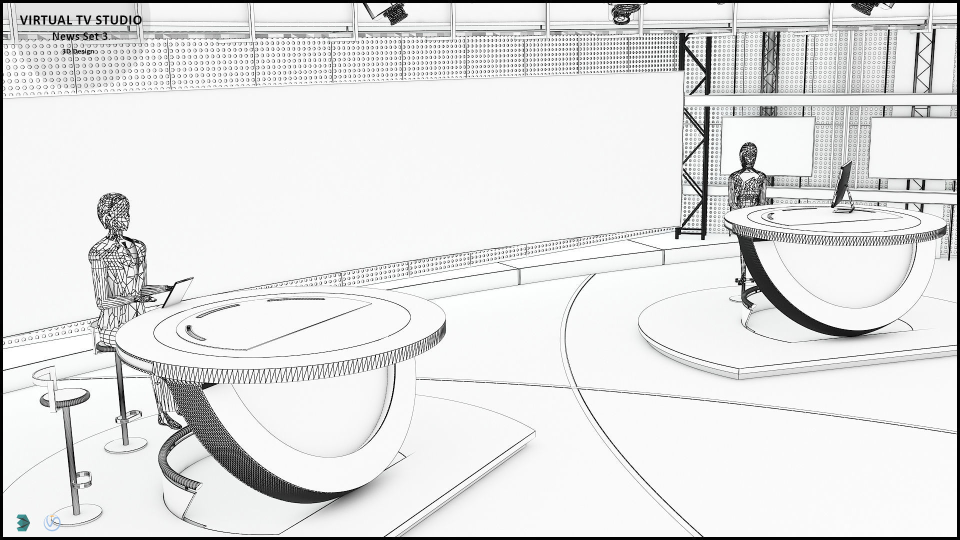 Virtual TV Studio News Set 3 3D model_25