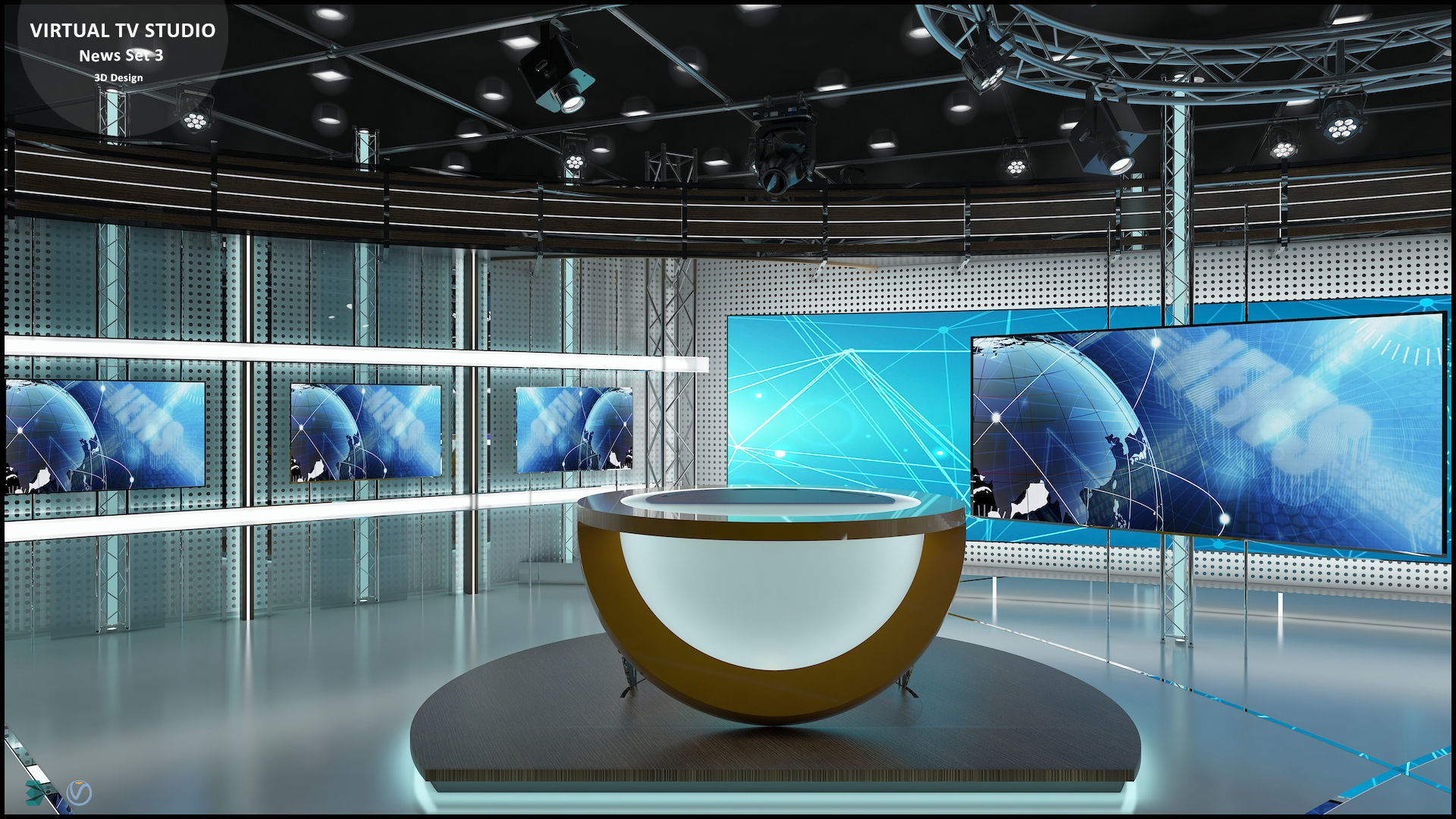 Virtual TV Studio News Set 3 3D model_29