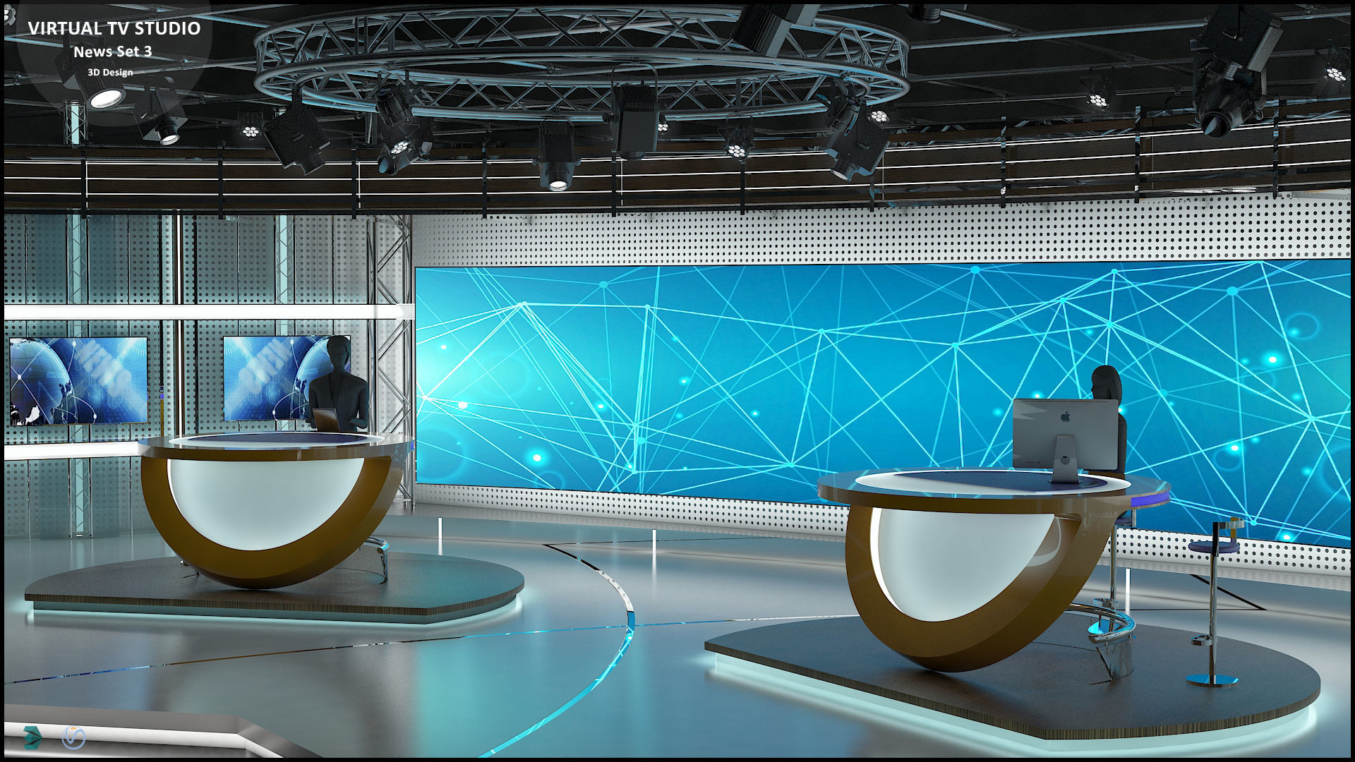 Virtual TV Studio News Set 3 3D model_20