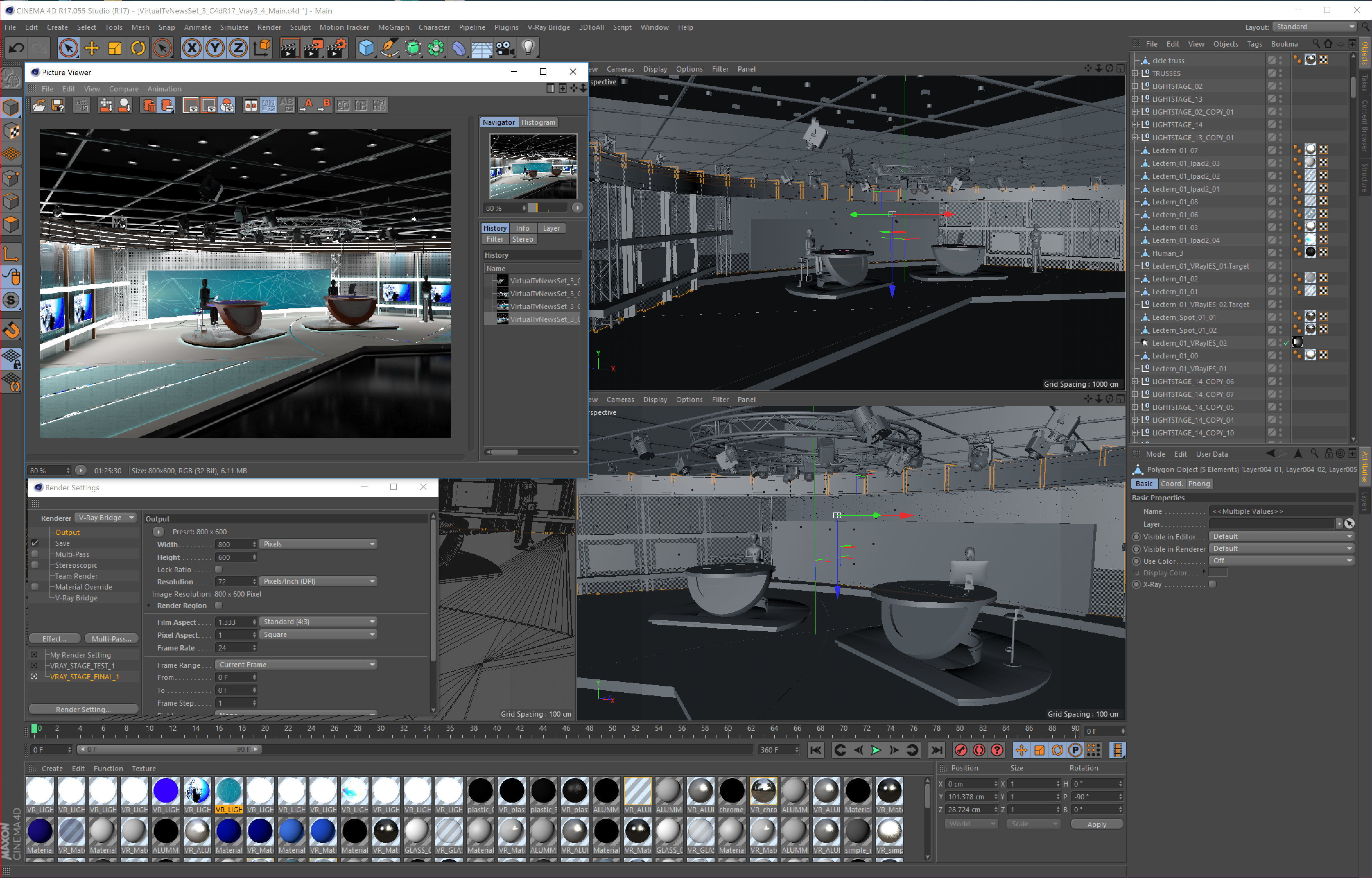 Virtual TV Studio News Set 3 3D model_16