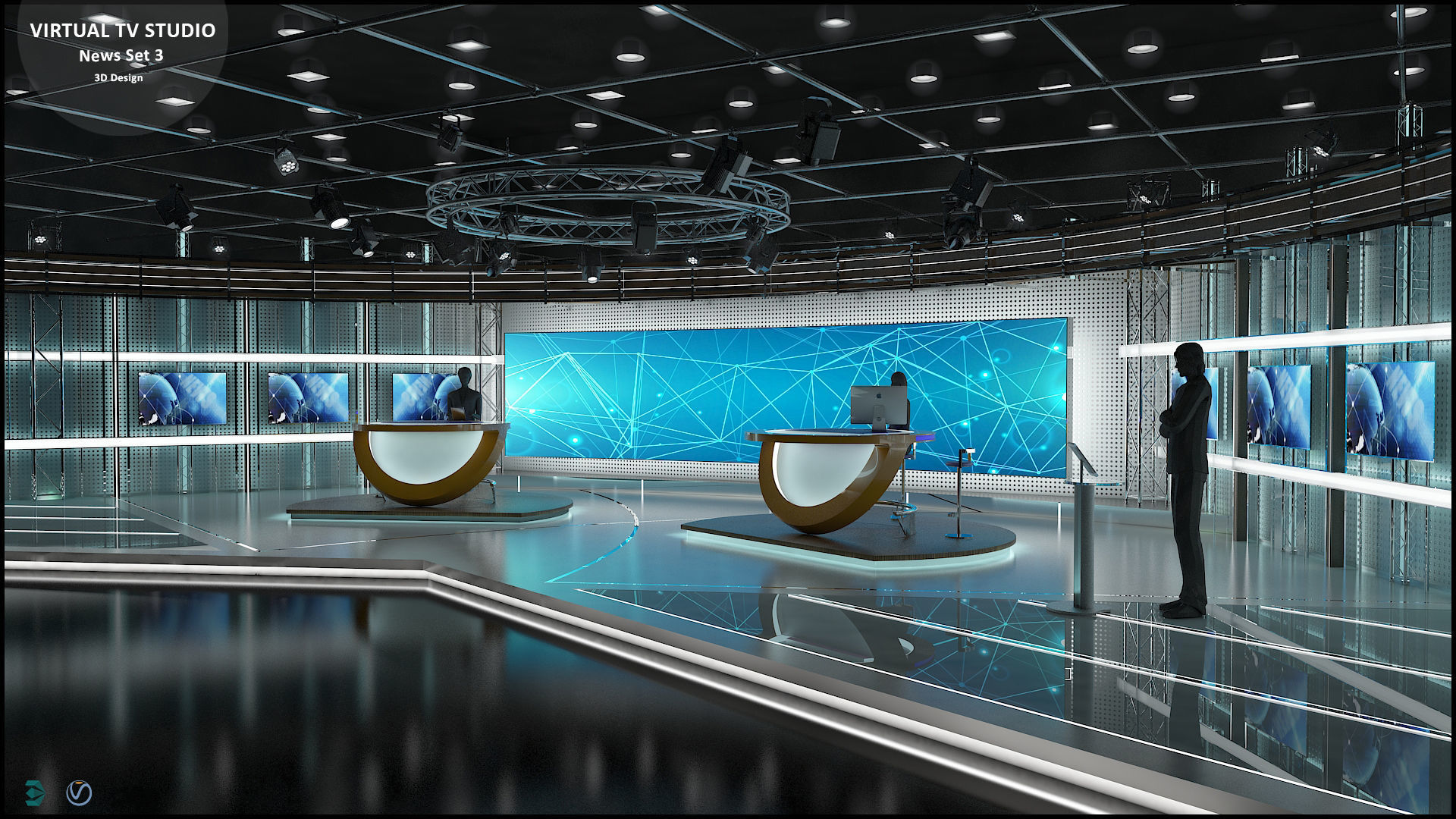 Virtual TV Studio News Set 3 3D model_18