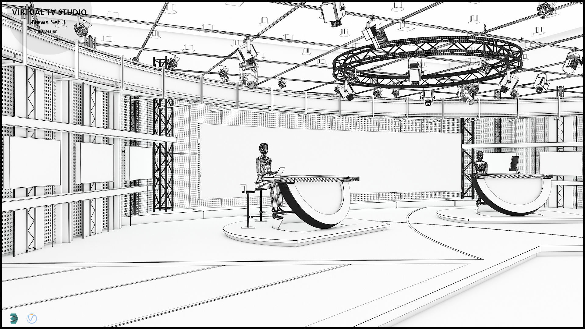 Virtual TV Studio News Set 3 3D model_13