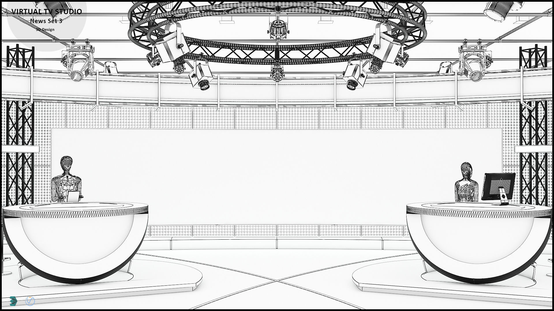 Virtual TV Studio News Set 3 3D model_11