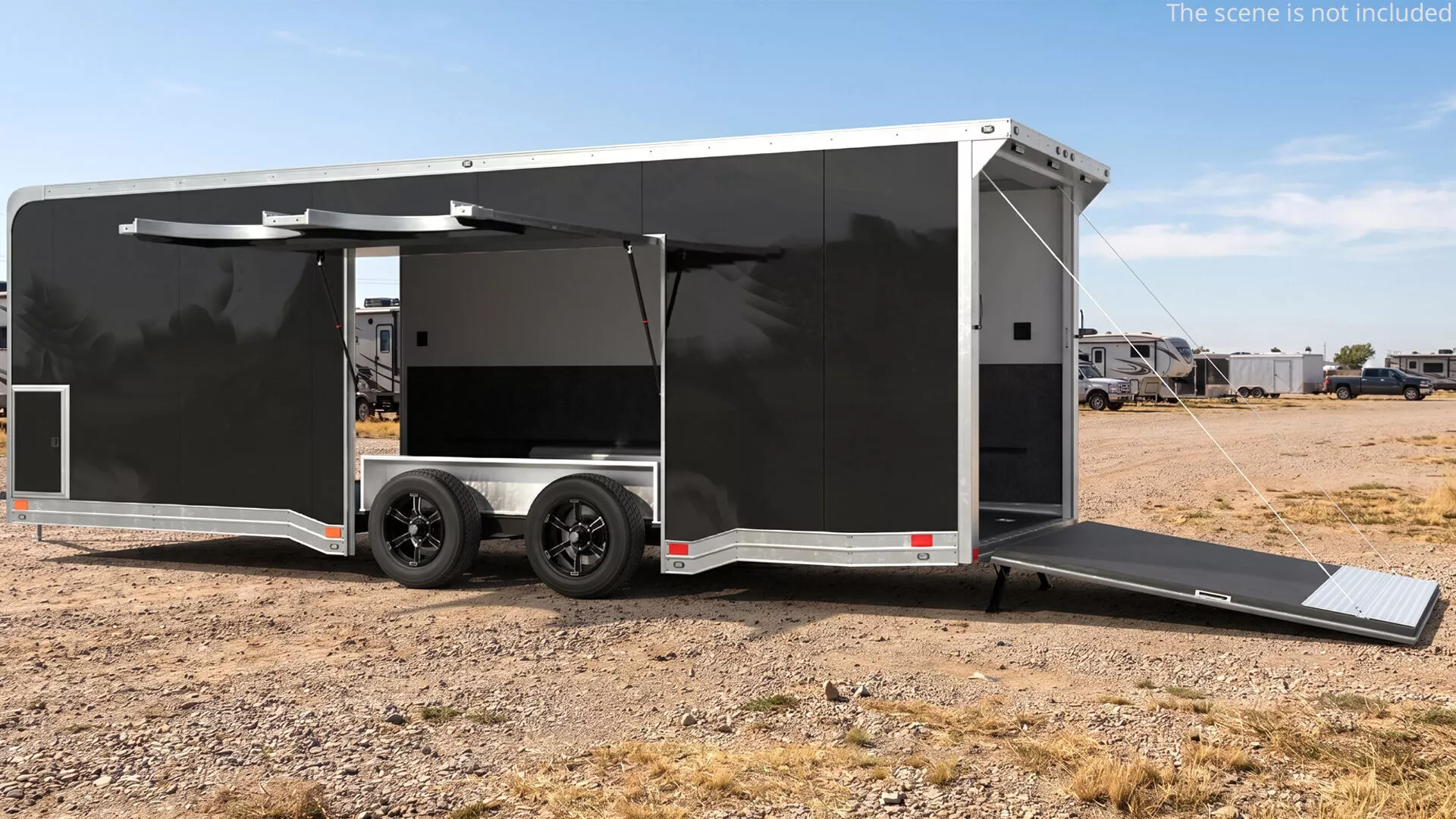 Enclosed Utility Trailer Dual Axle with Ramp Rigged 3D model