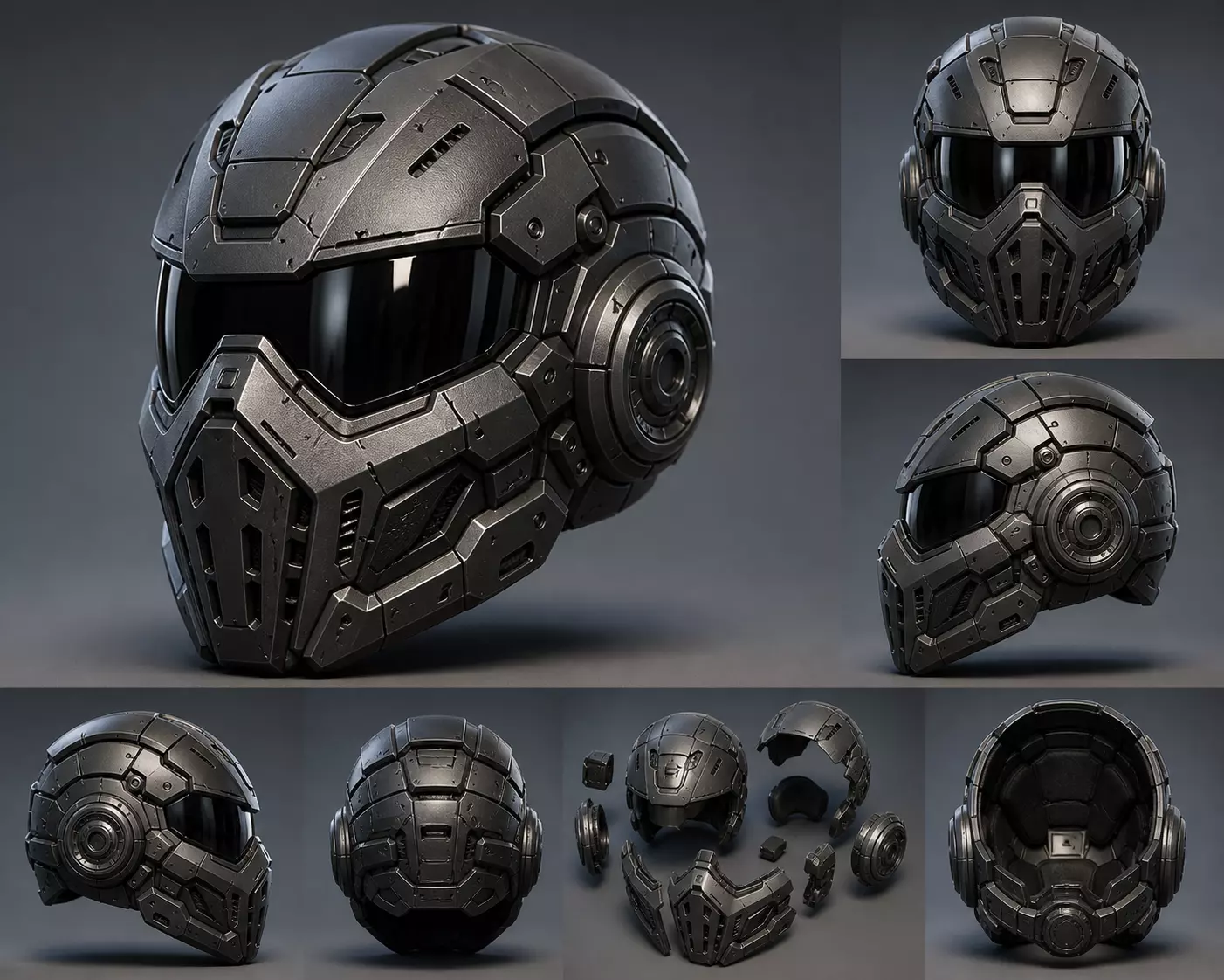 Futuristic Helmet Modular Tactical Armor 3D print model