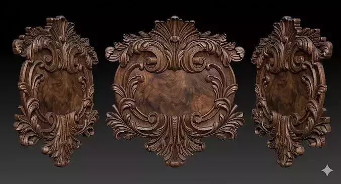 Vintage Baroque House Number Plaque 3D Model  CNC 3D Print Ready