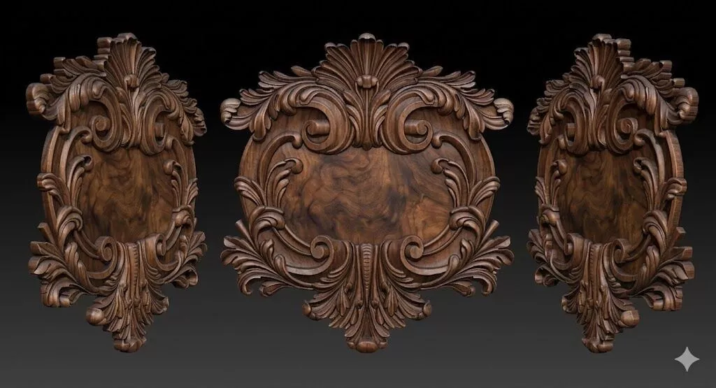 Vintage Baroque House Number Plaque 3D Model CNC 3D Print Ready 3D print model