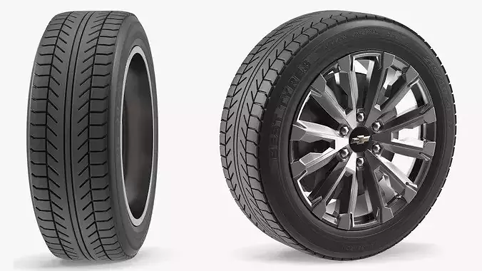 Chevrolet Alloy Wheel Rim with All Season Tire 3D model 4
