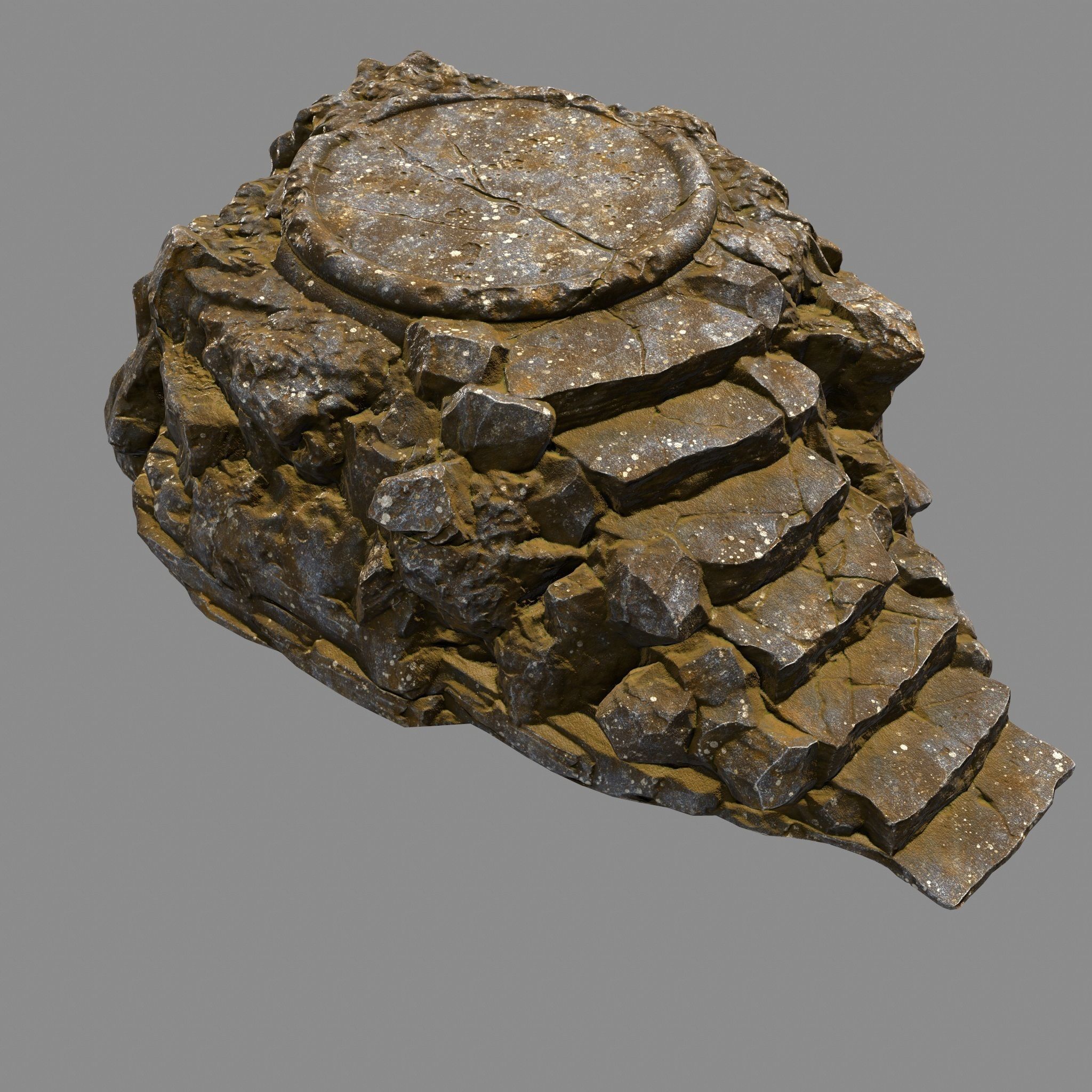 stairway 2 rock with stairs Low-poly 3D model_2