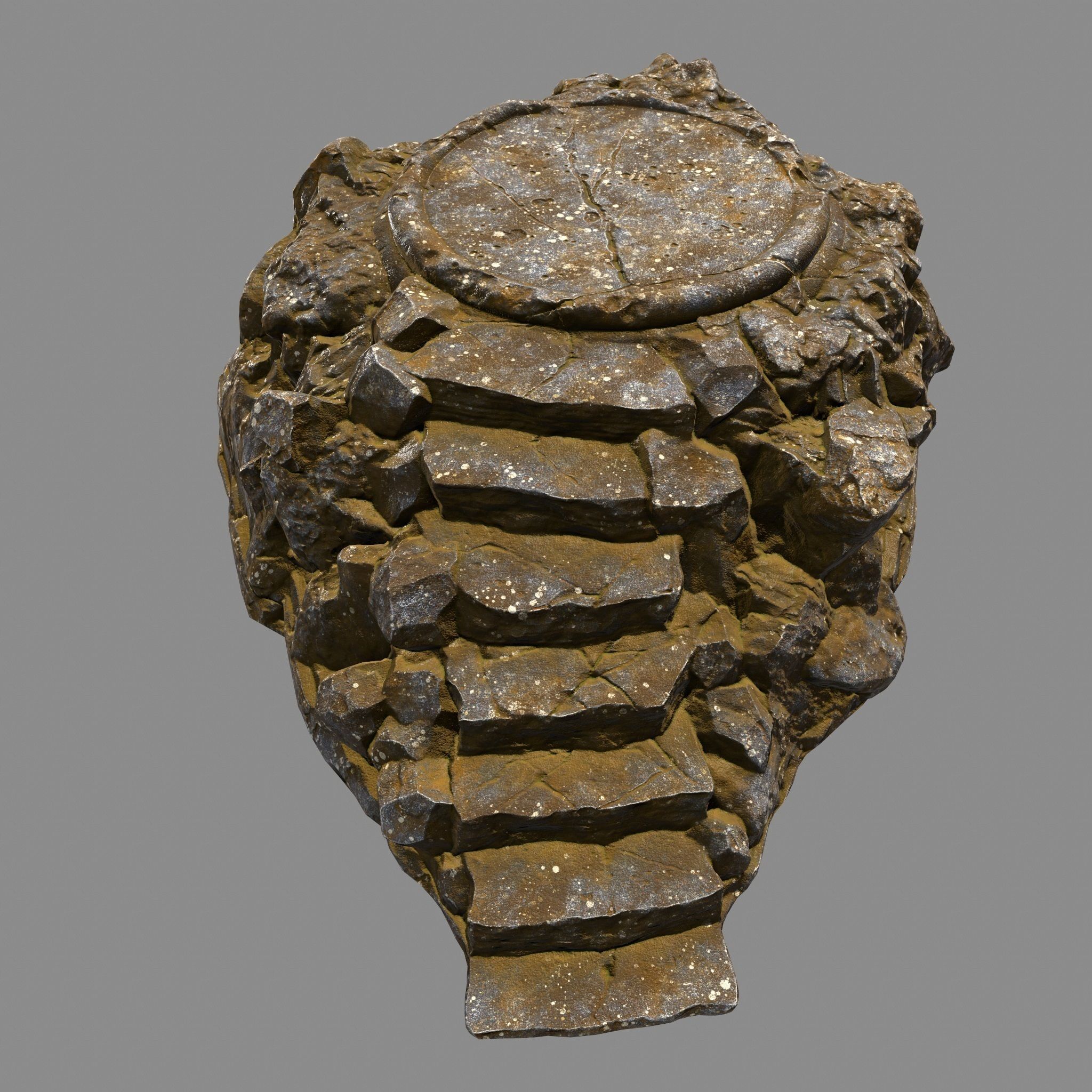 stairway 2 rock with stairs Low-poly 3D model_1