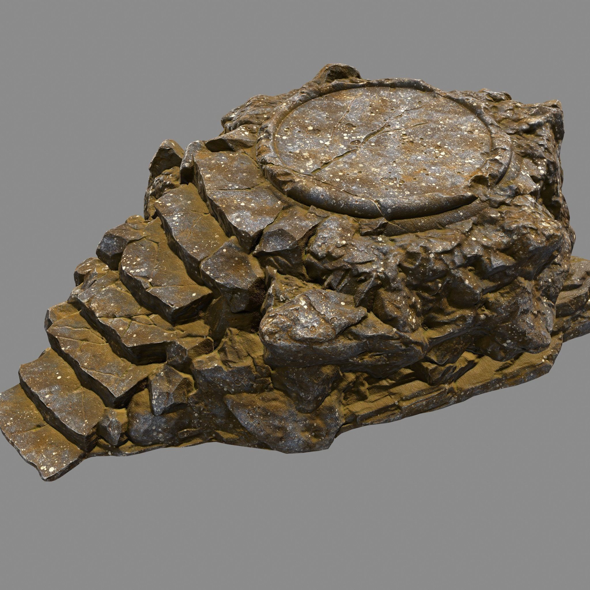 stairway 2 rock with stairs Low-poly 3D model_5